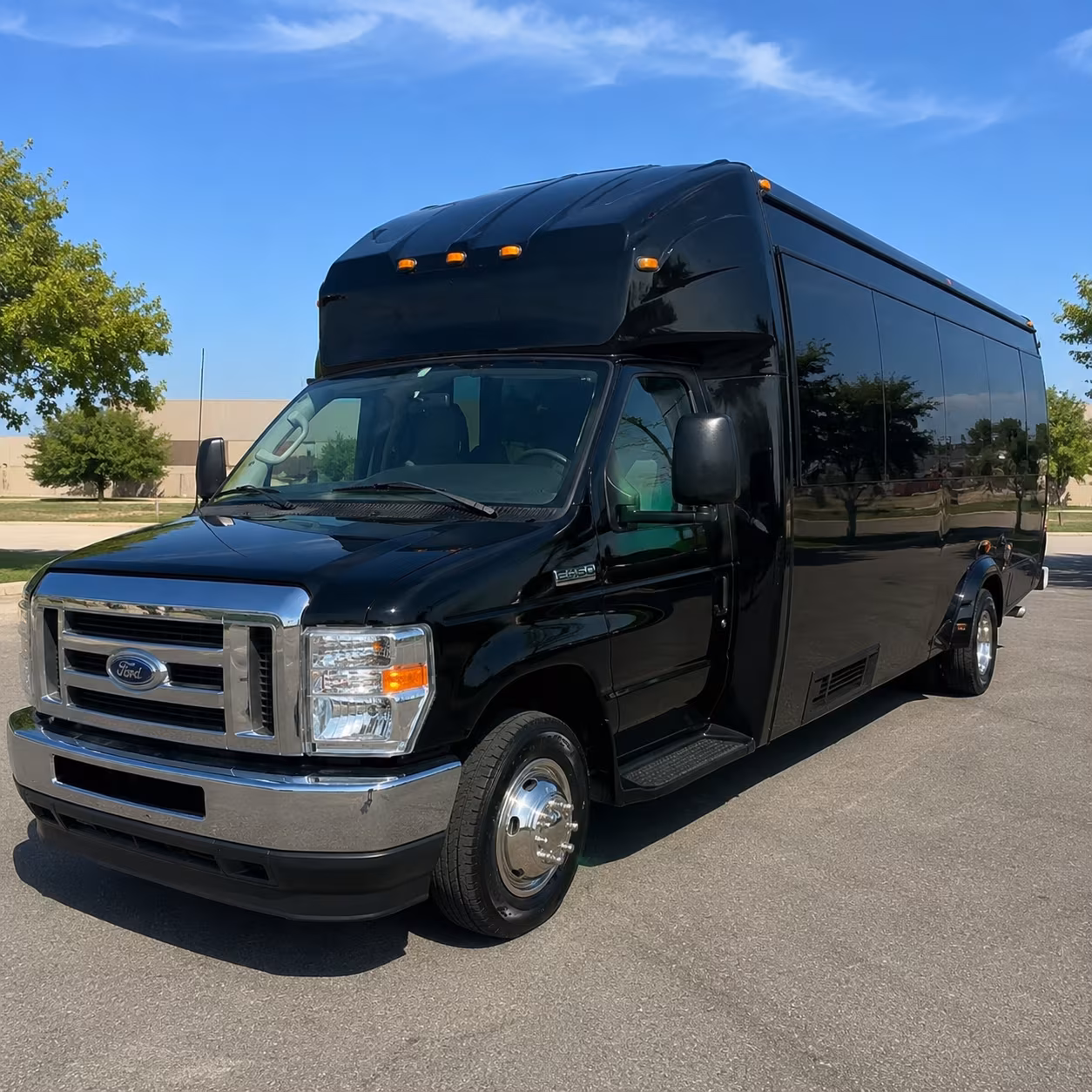 Passenger watching the Fort Collins scenery during a regional party bus road trip