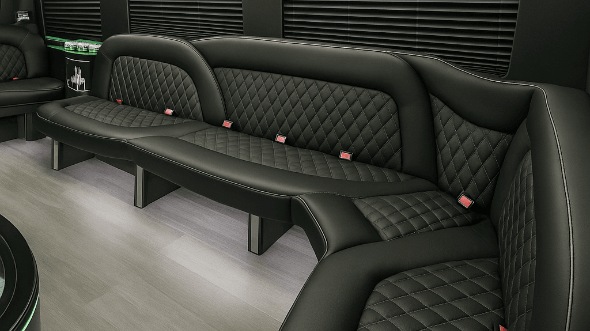 Interior of Charter Bus Company Thornton's 14 Passenger Sprinter Limousine in Thornton