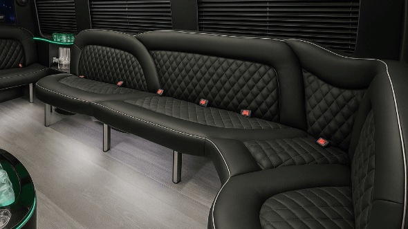 Interior of Charter Bus Company Greeley's 15 Passenger Party Bus in Greeley