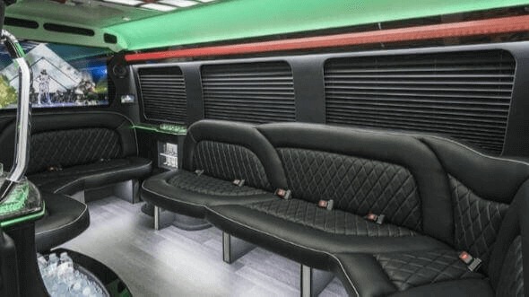 Interior of Charter Bus Company Westminster's 15 Passenger Party Bus in Westminster