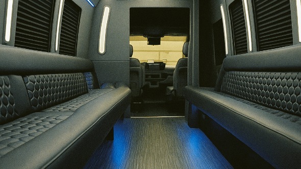 Interior of Charter Bus Company Longmont's 20 Passenger Party Bus in Longmont