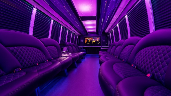 Interior of Charter Bus Company Loveland's 20 Passenger Party Bus in Loveland
