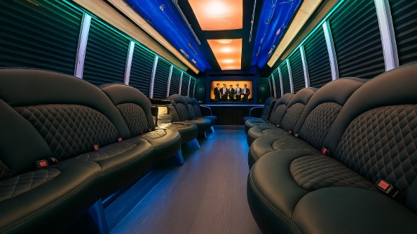 Interior of Charter Bus Company Arvada's 25 Passenger Party Bus in Arvada