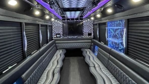 Interior of Charter Bus Company Arvada's 28 Passenger Party Bus in Arvada