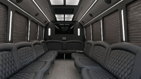 Interior of Charter Bus Company Aurora's 40 Passenger Party Bus in Aurora
