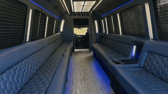 Interior of Charter Bus Company Thornton's 40 Passenger Party Bus in Thornton