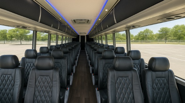 Interior of Charter Bus Company Fort Collins's 45 Passenger Charter Bus in Fort Collins