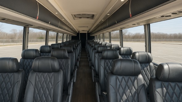 Interior of Charter Bus Company Fort Collins's 46 Passenger Charter Bus in Fort Collins