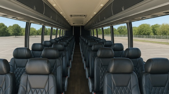 Interior of Charter Bus Company Fort Collins's 47 Passenger Charter Bus in Fort Collins