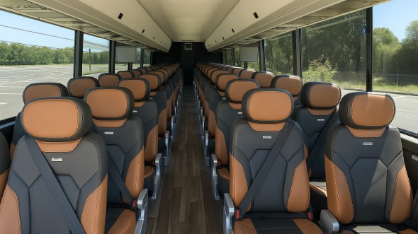 Interior of Charter Bus Company Fort Collins's 48 Passenger Charter Bus in Fort Collins