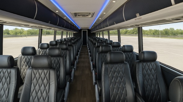 Interior of Charter Bus Company Fort Collins's 51 Passenger Charter Bus in Fort Collins