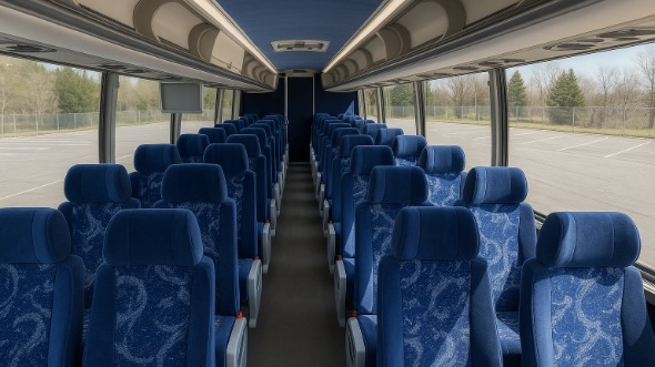Interior of Charter Bus Company Fort Collins's 54 Passenger Charter Bus in Fort Collins