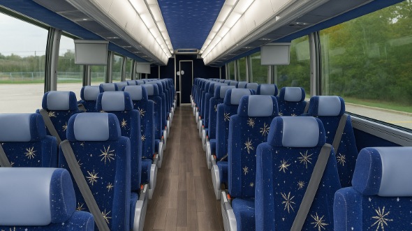 Interior of Charter Bus Company Fort Collins's 55 Passenger Charter Bus in Fort Collins